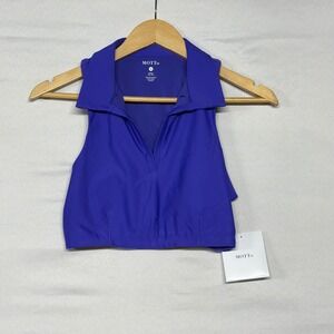 MOTT50 Women's Blue UPF50+ Sleeveless Collared Polo Crop Top Size M‎
